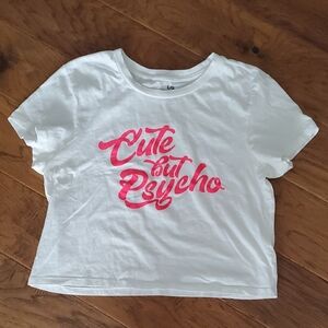 Bluenotes Cute But Psycho Cropped T-Shirt Size L